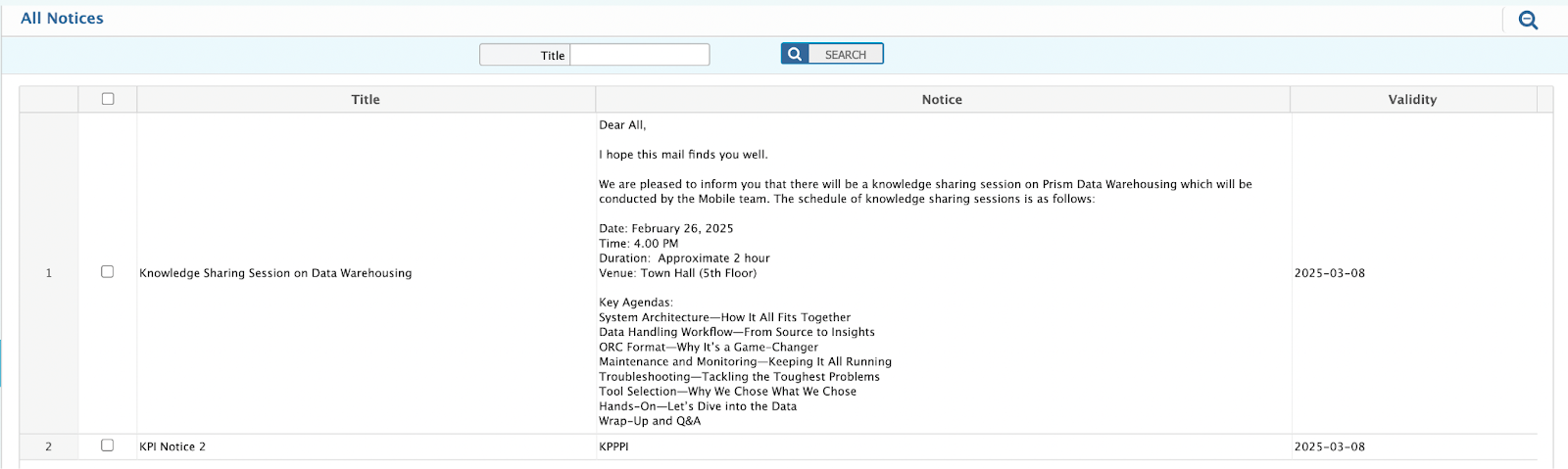 Get Notice from ESS